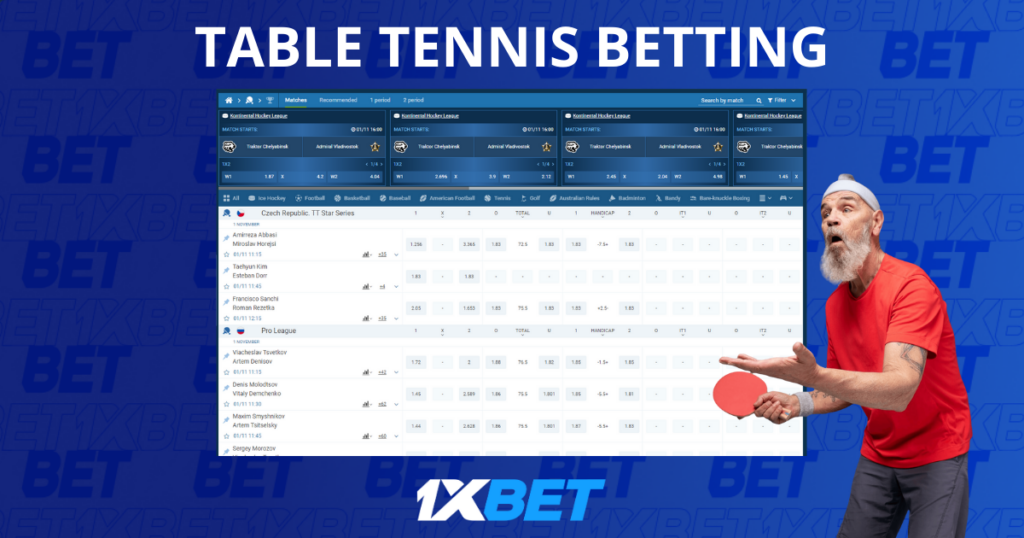 1xBet Betting Table Tennis